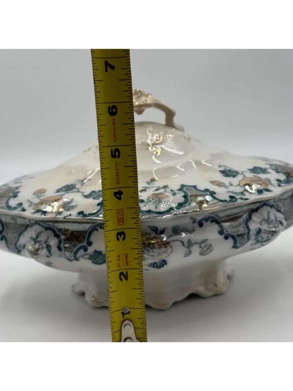 Vintage Hanley England Sevres Porcelain Tureen With Lid Gilt Floral Design